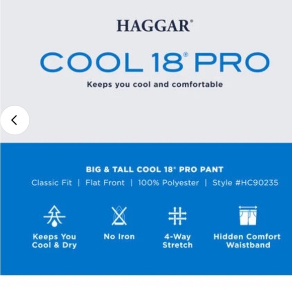 Haggar Mens black Dress Pants Cool 18 Pro big man classic comfort waist 48/26 - Picture 3 of 5